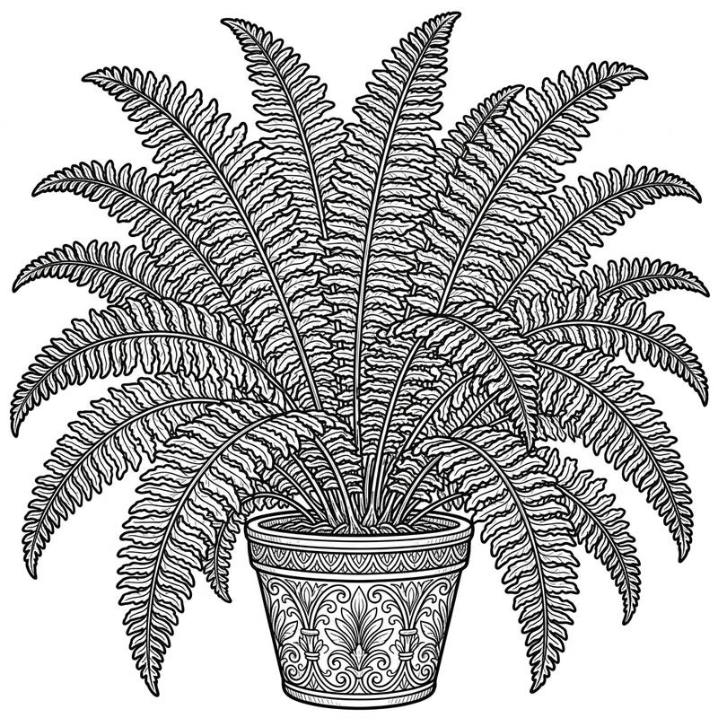 Immerse yourself in the beauty of nature with this exquisite Kimberly Queen Fern adult coloring page. Its intricate details and lush fronds offer a truly relaxing and rewarding artistic experience for botanical enthusiasts.