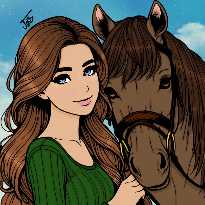 realistic girl with horse