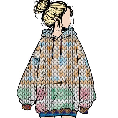 realistic girl with a oversized sweatshirt on and a bun