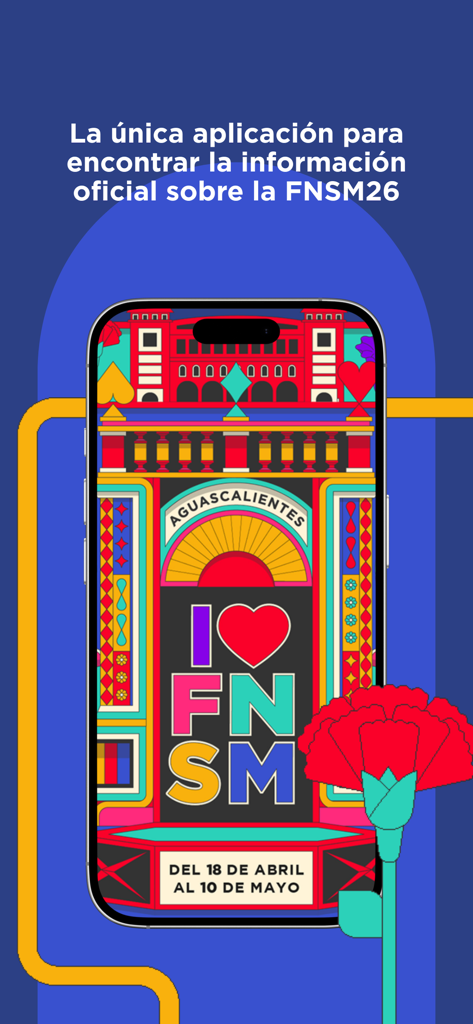Feria Nacional de San Marcos - Official welcome screen of the Feria Nacional de San Marcos 2026 app with festive graphics and event dates