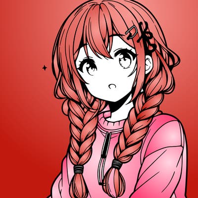 anime woman with braids