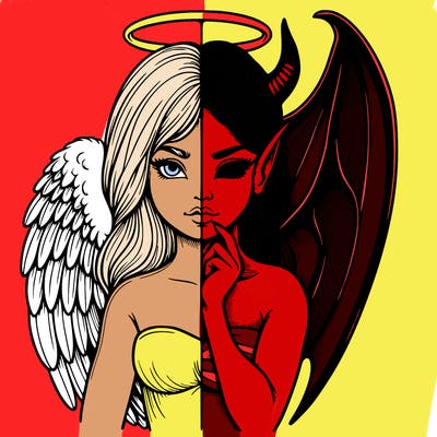 realistic angel half demon