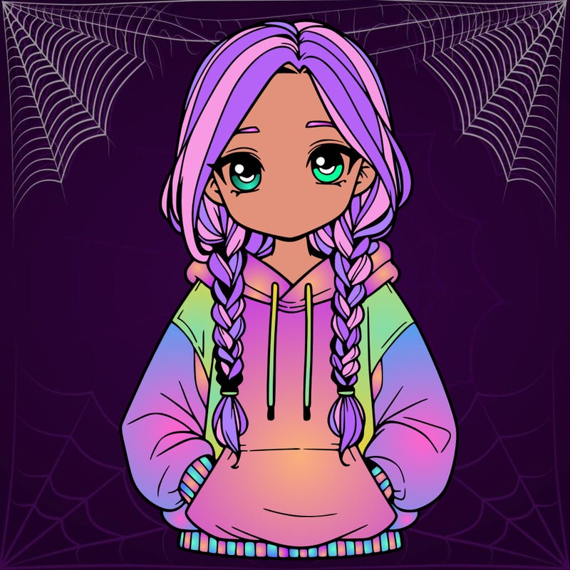 a realistic girl with a oversized hoodie and she has braids