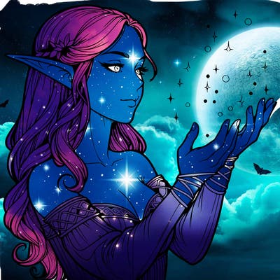 realistic elf girl doing magic