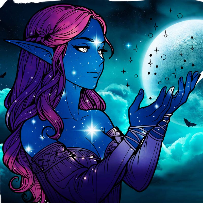 realistic elf girl doing magic