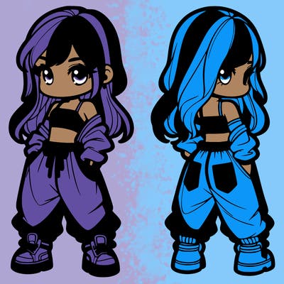 girl in crop top and baggy pants