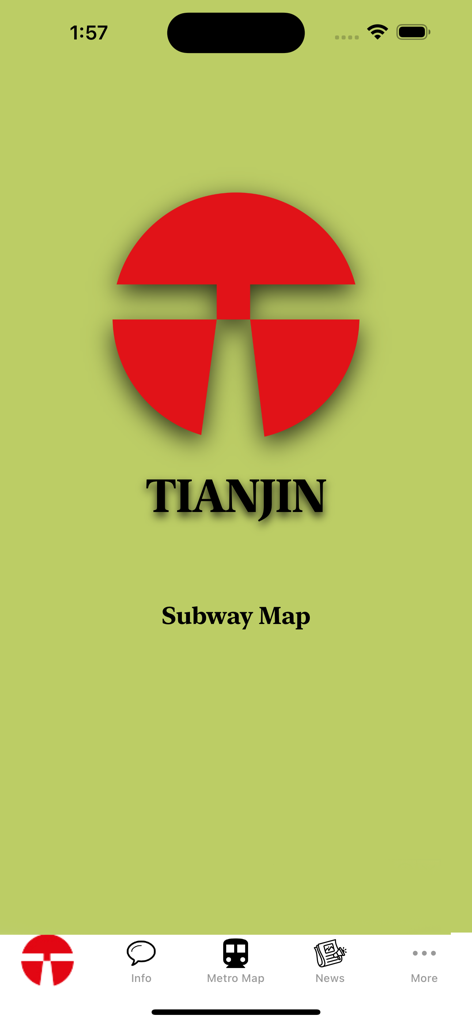 Tianjin Subway Map - Tianjin Subway Map mobile app splash screen featuring a red logo and navigation menu