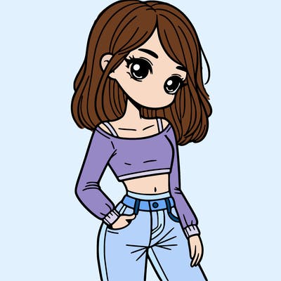 girl teenager with a crop top and flare jeans