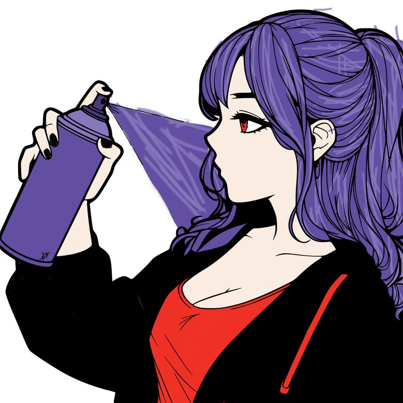 a realistic girl spray, painting