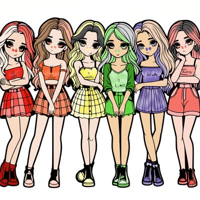 a group of girls realistic