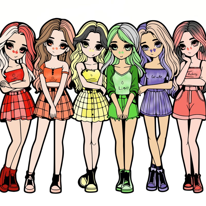 a group of girls realistic