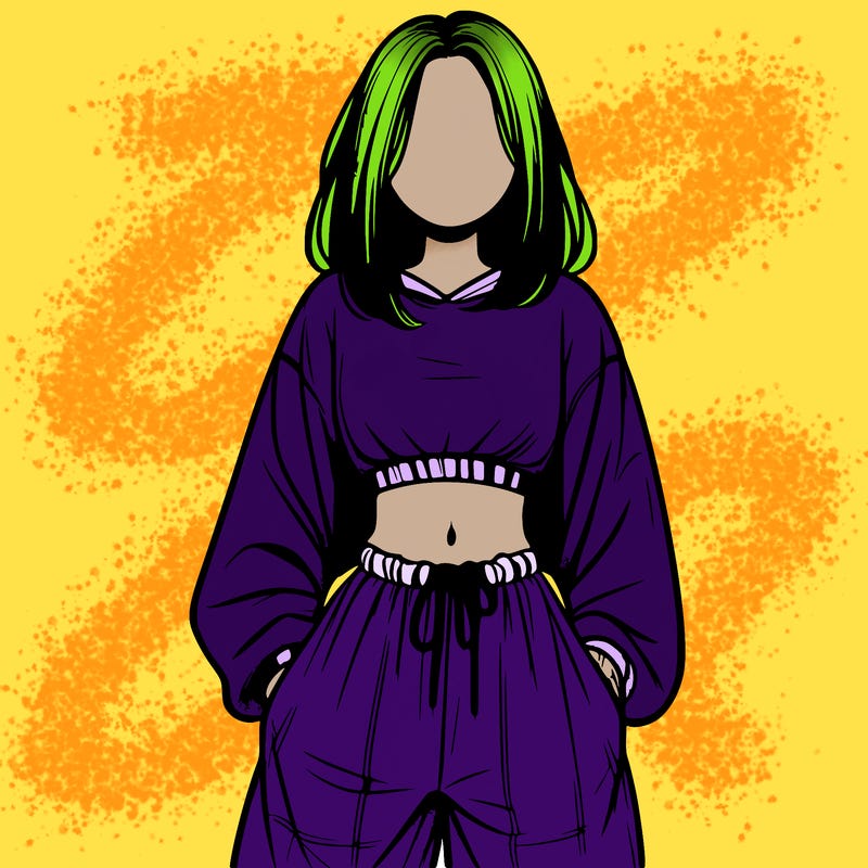 realistic girl faceless with baggy pants and a crop top