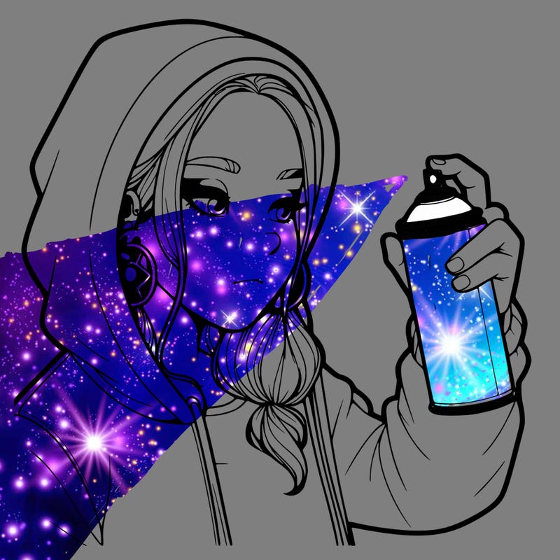 a realistic girl, spray painting