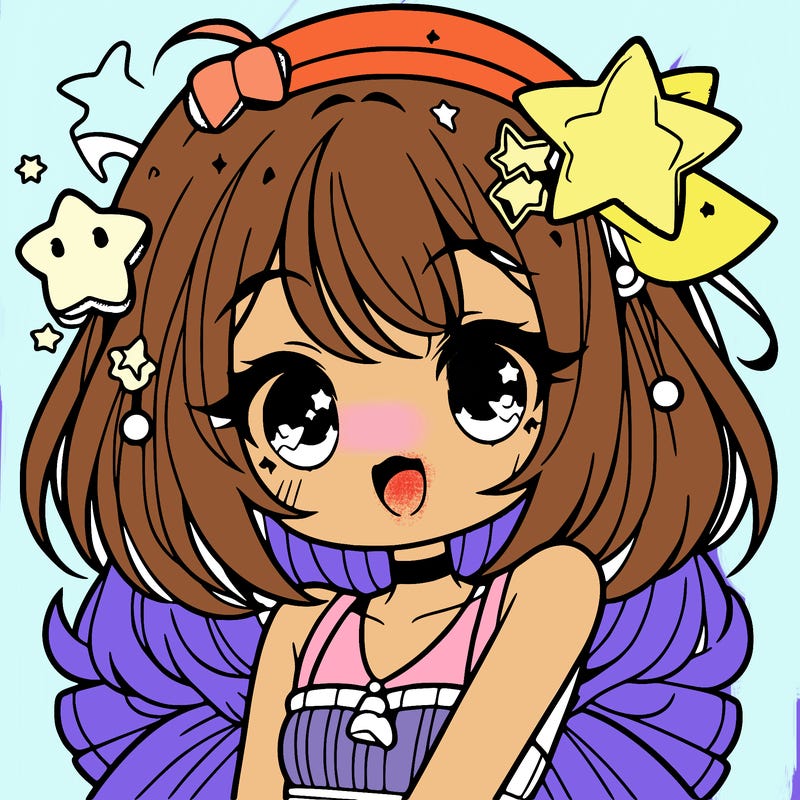 cute anime girl with star accessories