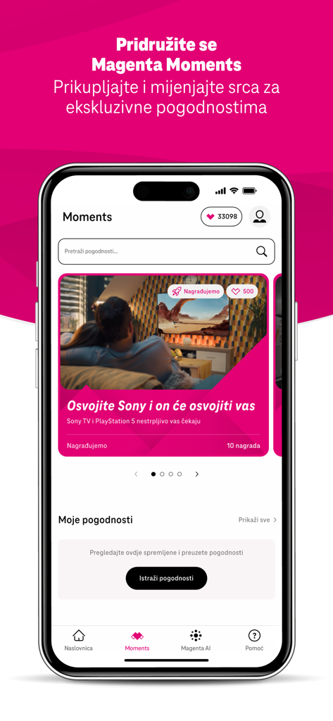 Telekom ME - Telekom ME mobile app Magenta Moments rewards and loyalty program interface