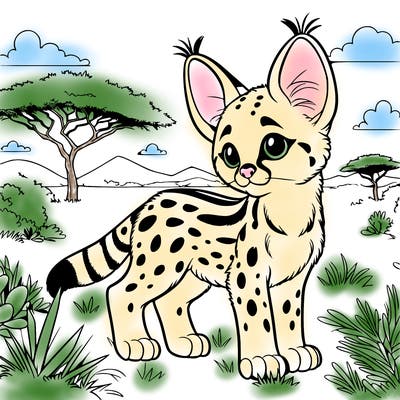 serval in a savanna