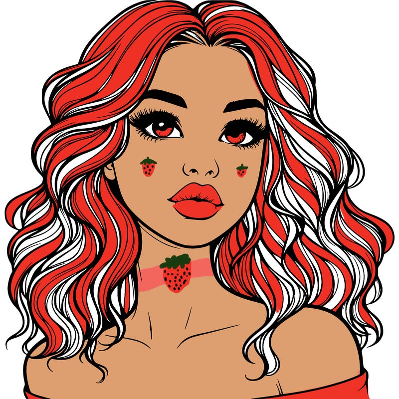 realistic girl with wavy hair and lips