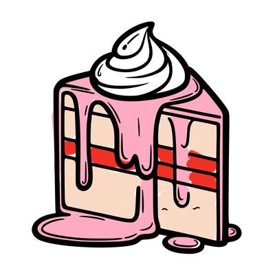 slice of cake with frosting dripping down