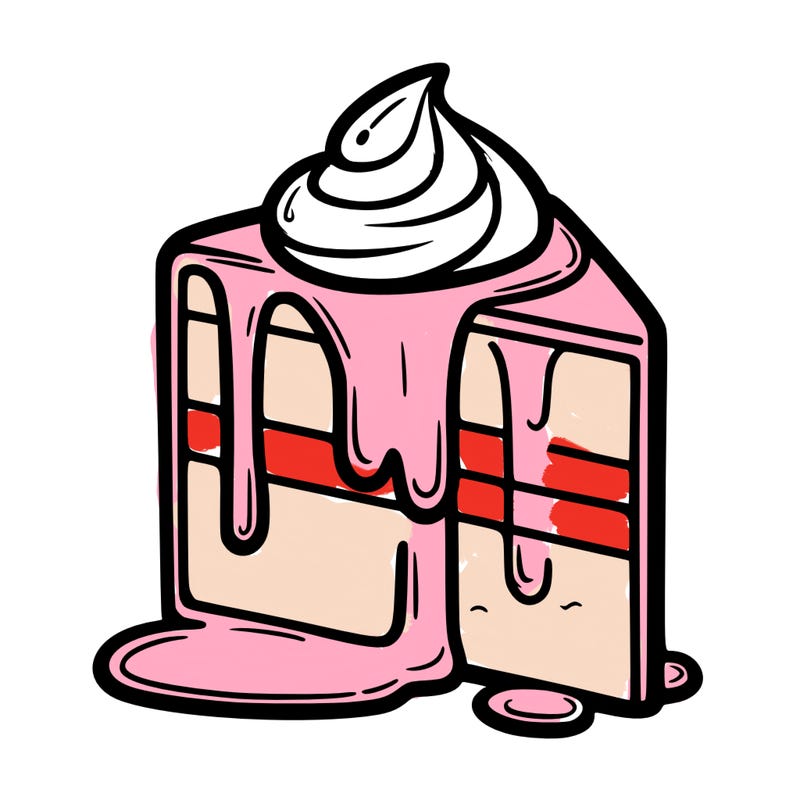 slice of cake with frosting dripping down