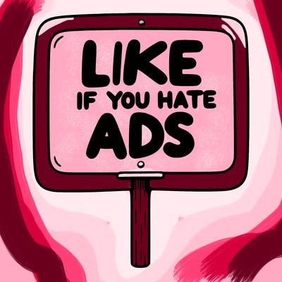 a sign that says like if you hate ads