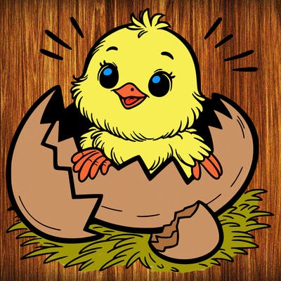 a chick hatching out of a egg