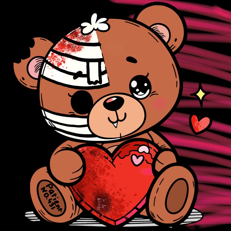 a cute teddy holding a cute heart