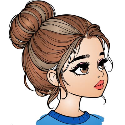 realistic girl with bun