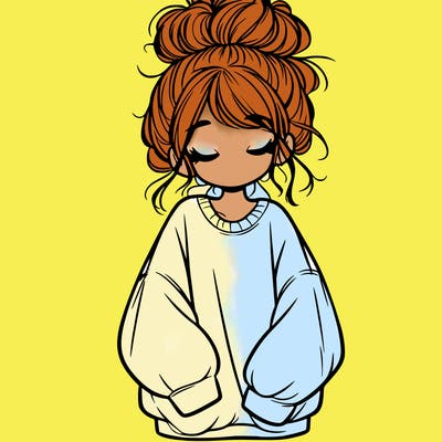 girl with baggy sweatshirt and messy bun