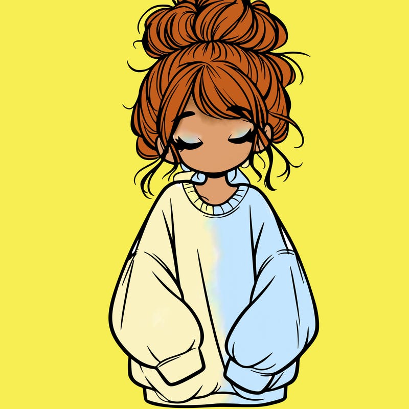 girl with baggy sweatshirt and messy bun