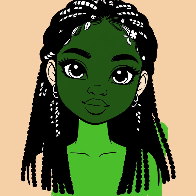a realistic black girl with braids