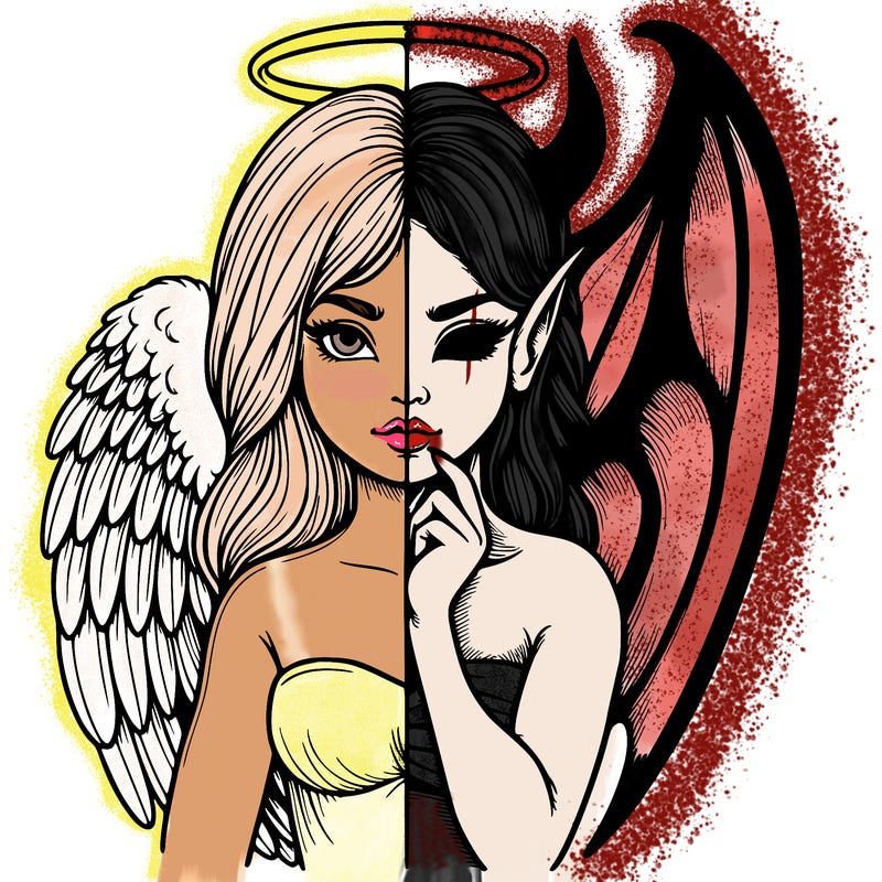 realistic angel half demon