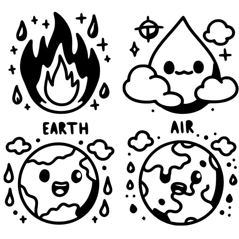 fire, earth, water,air