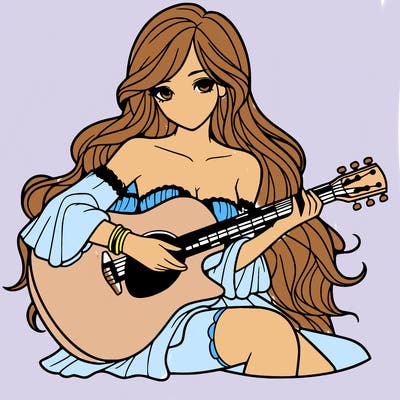 beautiful girl playing the guitar