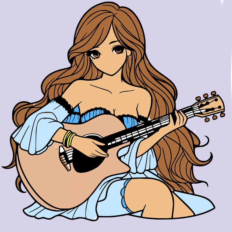 beautiful girl playing the guitar