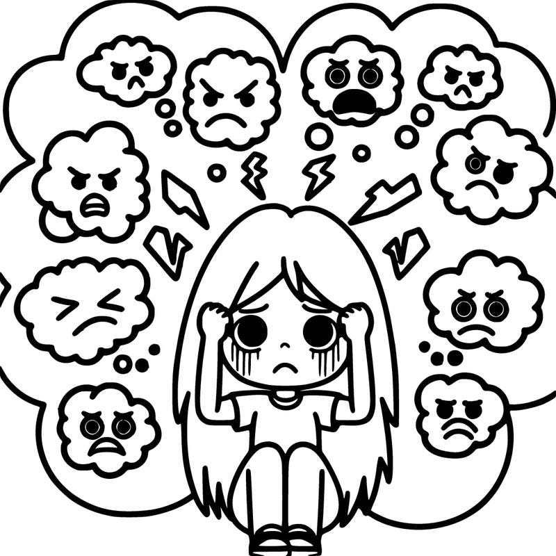 girl freaking out because she has to many negative thoughts