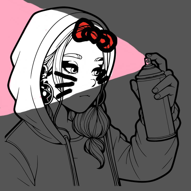 a realistic girl, spray painting