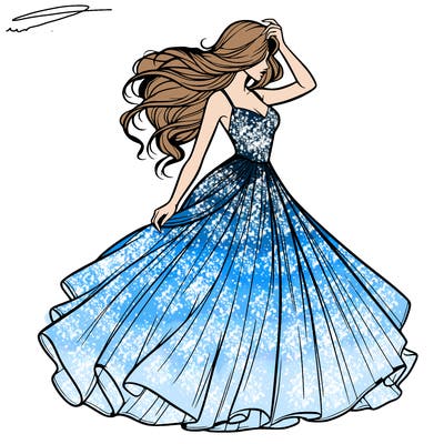 realistic woman with dress flowing in the wind