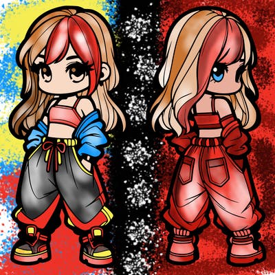 girl in crop top and baggy pants