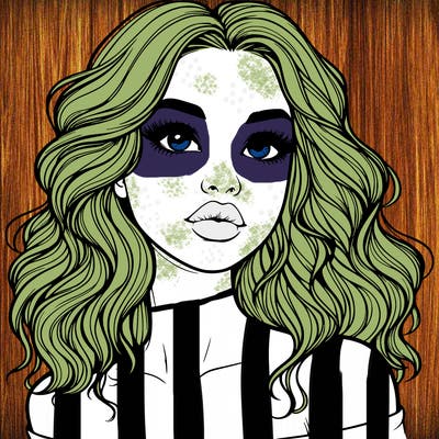 realistic girl with wavy hair and lips