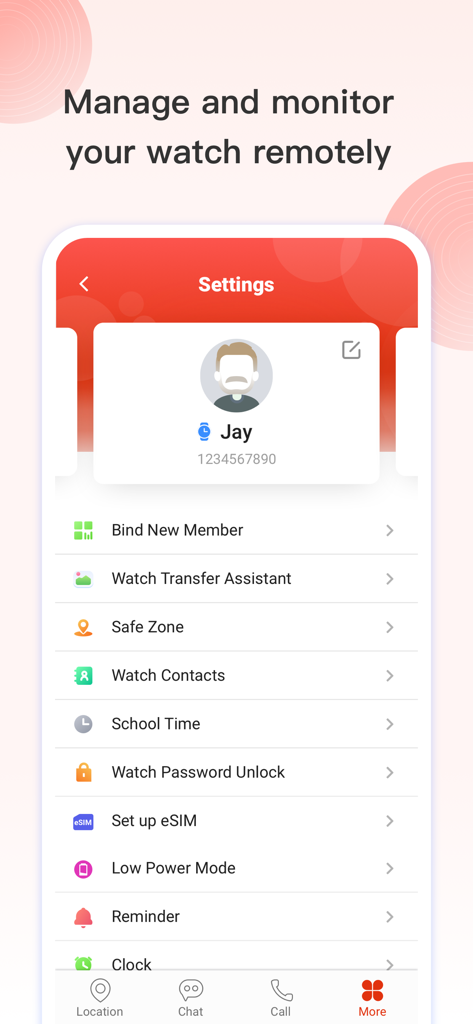 TCL Connect - Tableau de bord de l'application TCL Connect pour la gestion des fonctionnalités de la montre connectée comme la zone sécurisée et le temps d'école