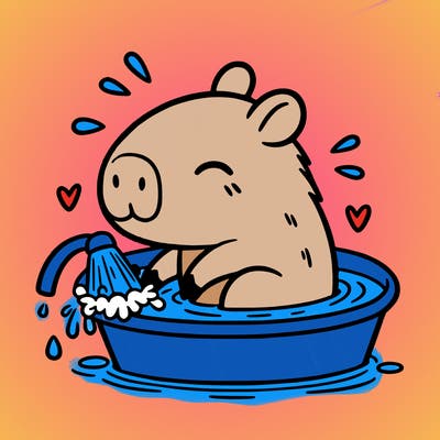 capybara taking a bath