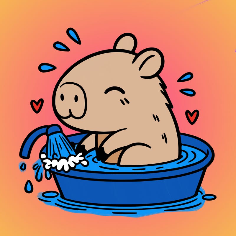 capybara taking a bath