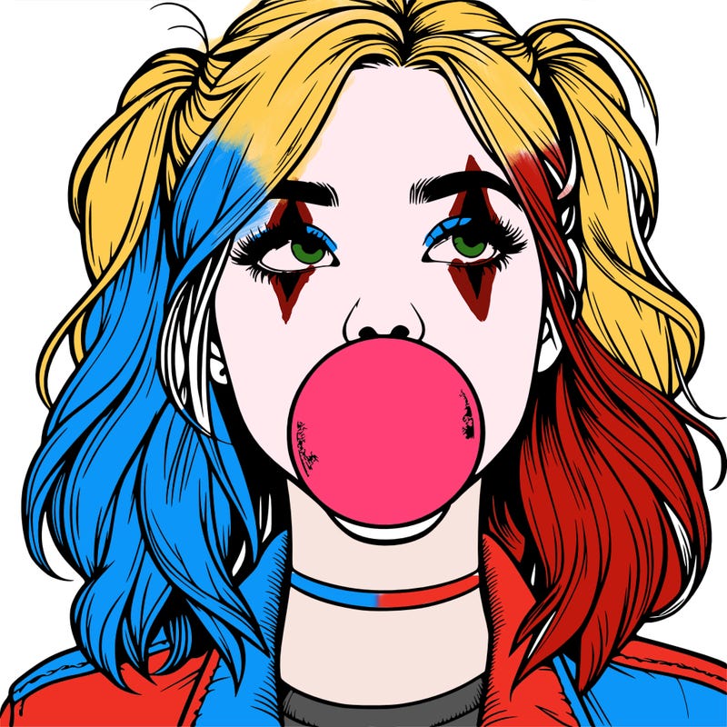 realististic girl blowing bubble -gum