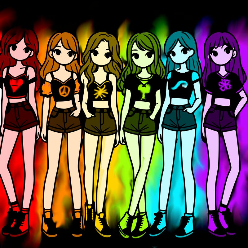 a group of girls wearing crop tops and shorts