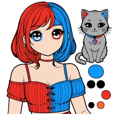 realistic girl wearing a top with a cute cat