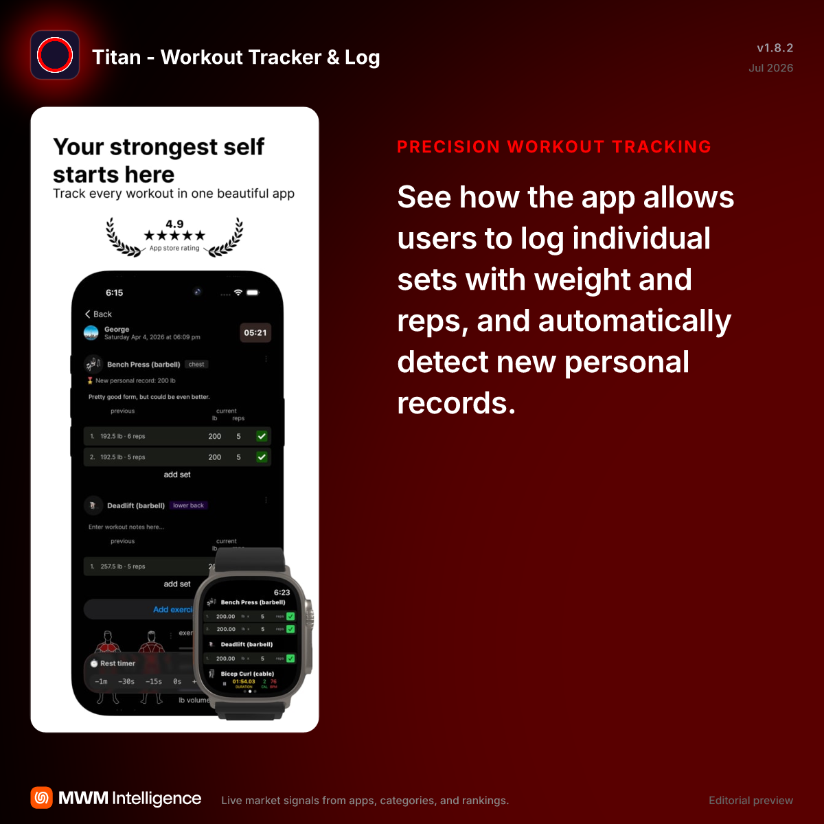 Titan - Workout Tracker & Log - Health & Fitness App | MWM