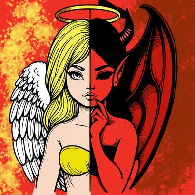 realistic angel half demon