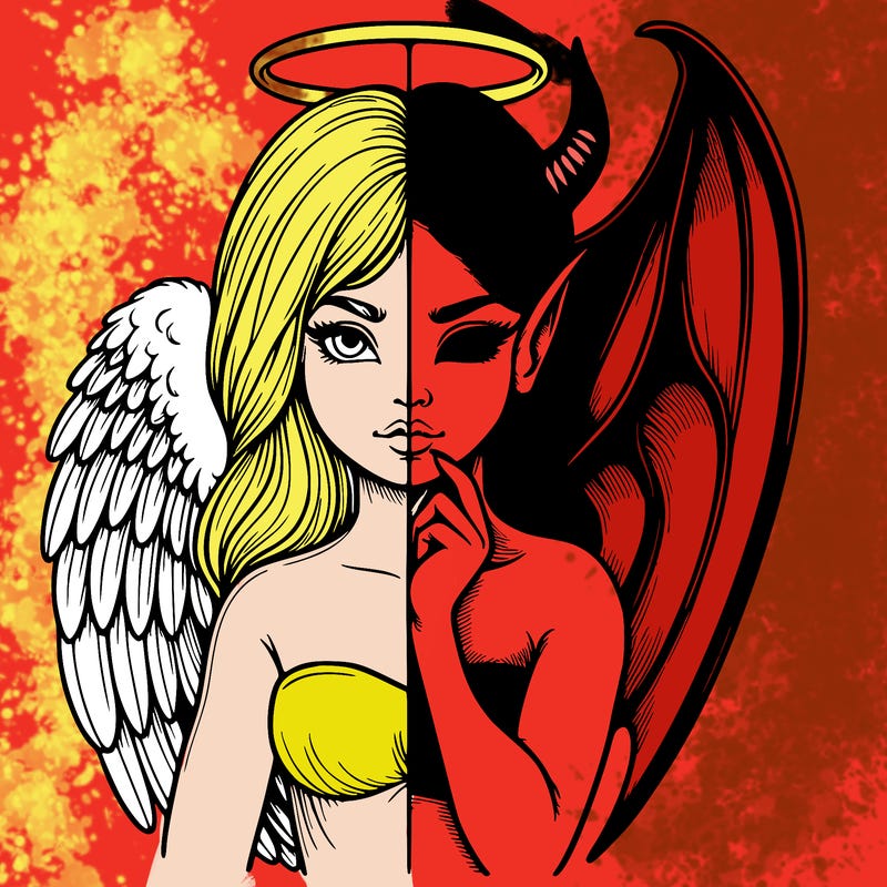 realistic angel half demon