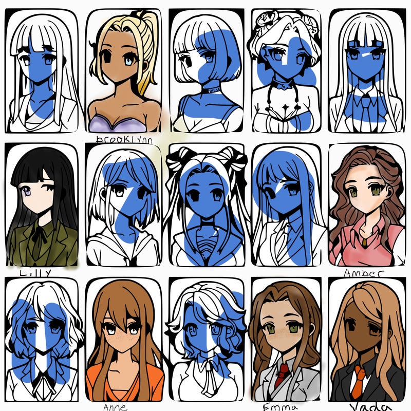 girls that look diffrent anime