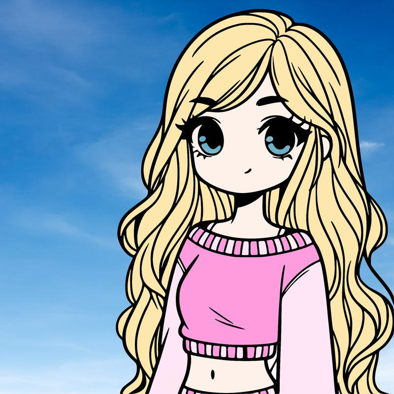 girl with long hair and a crop top with a sweater